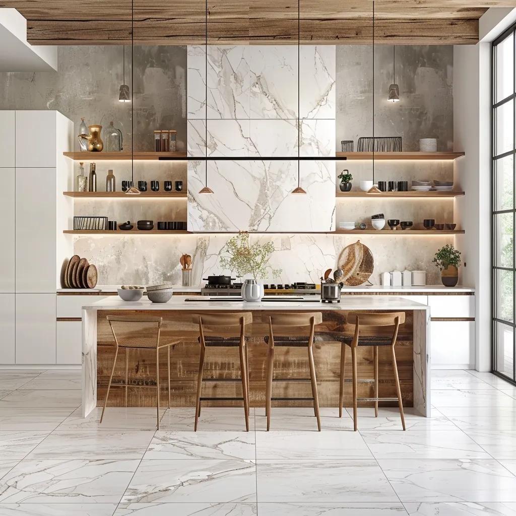 Luxurious kitchen featuring a variety of tile materials for home renovation