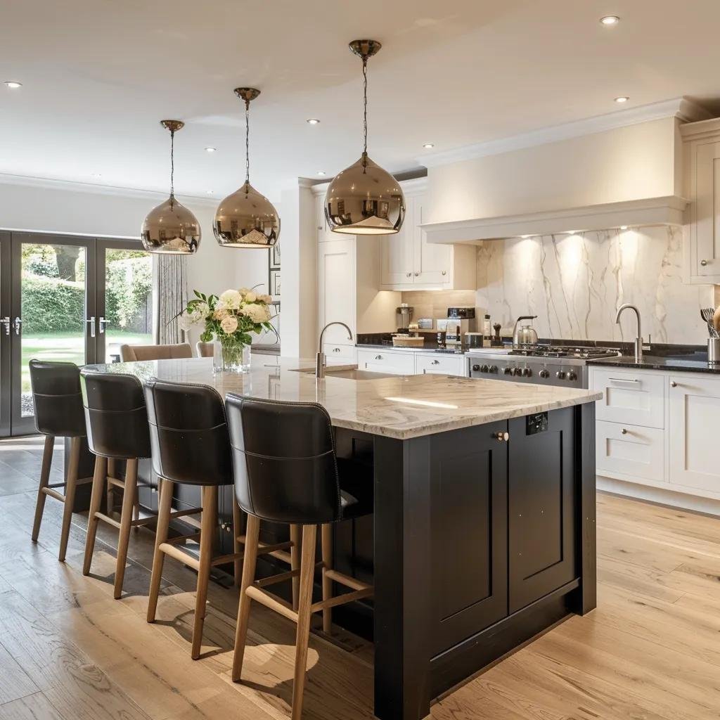 Open-plan kitchen layout with large central island and seamless flow to living areas
