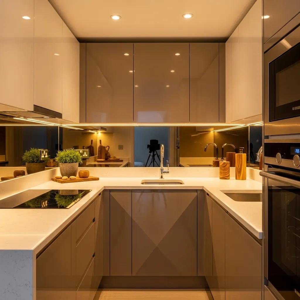 Luxury small kitchen remodel in Washington D.C. featuring quartz countertops and full-height cabinetry