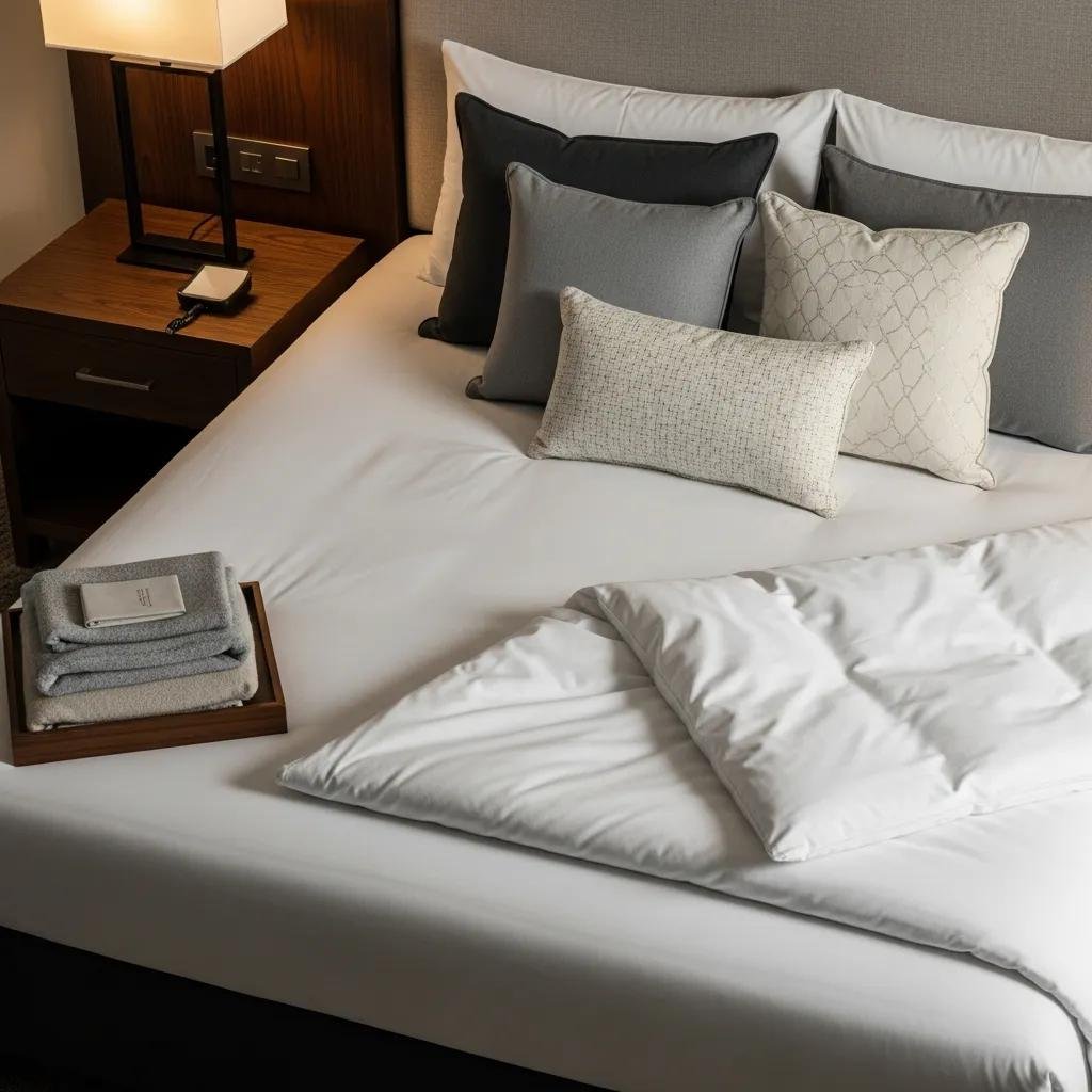 Guest bed with layered textiles and inviting accents