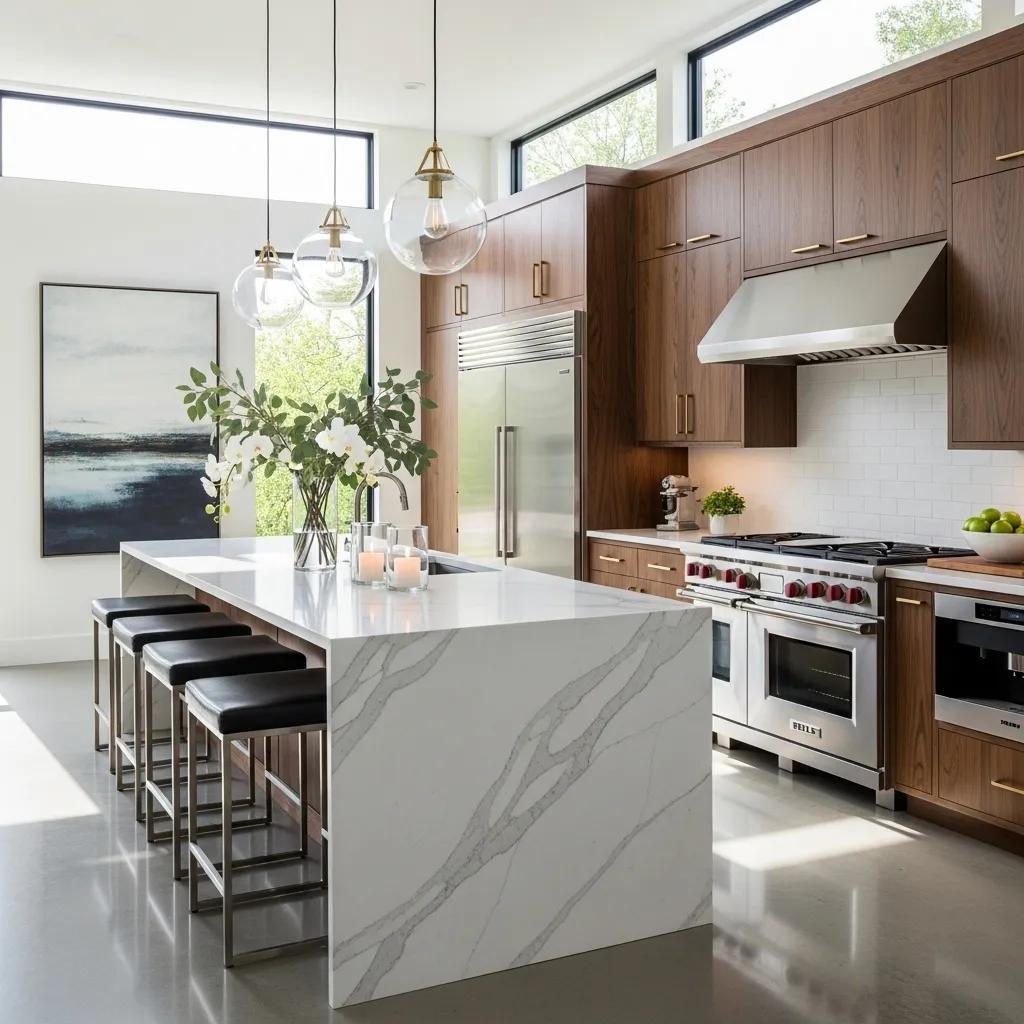 Luxurious kitchen interior with high-end finishes and custom cabinetry